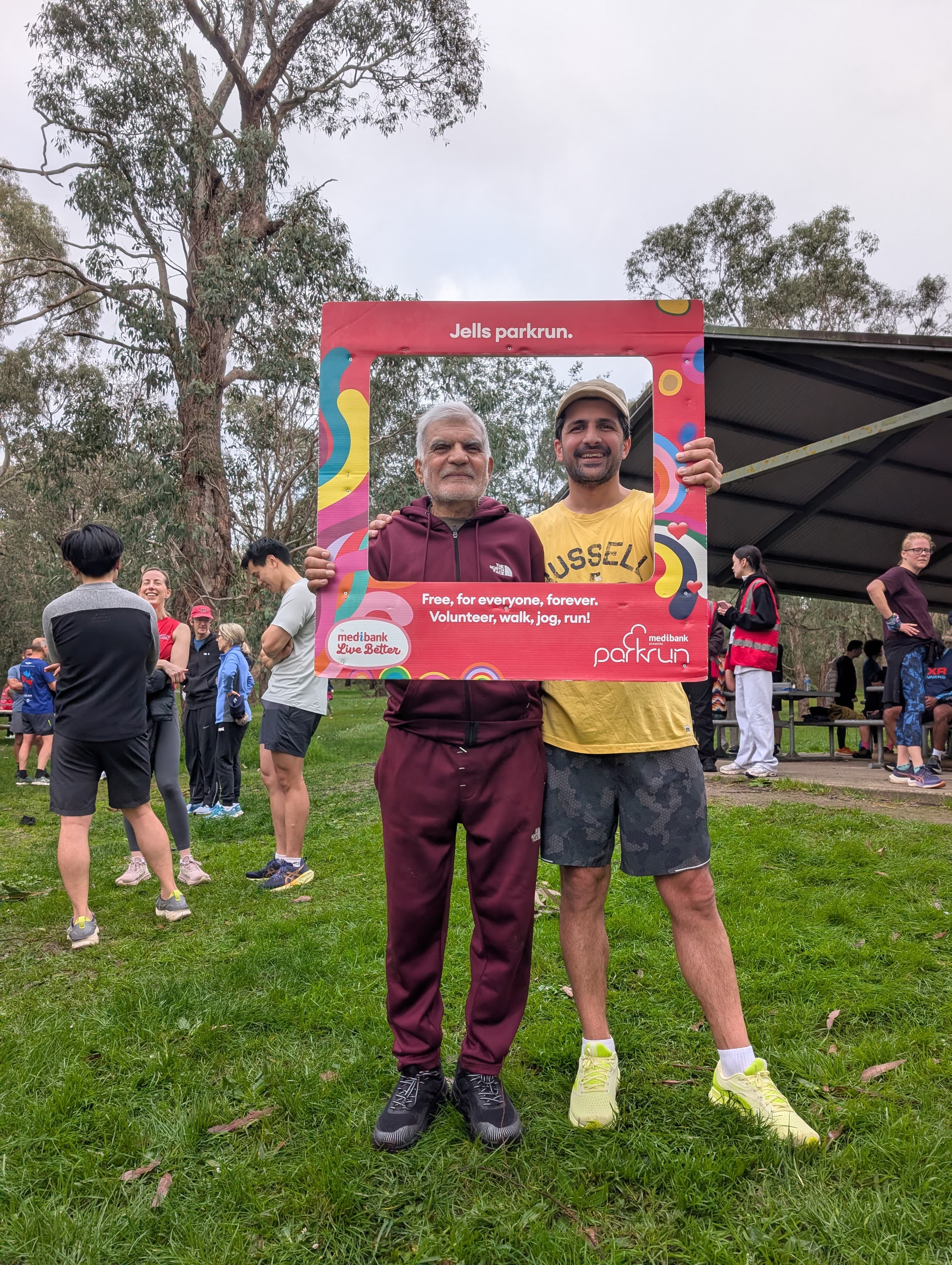 Hammad and his dad after their first parkrun together
