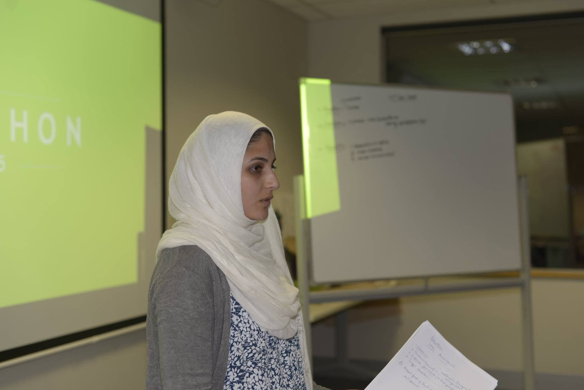 Zahra Dhanji pitching on Hackathon Day 1